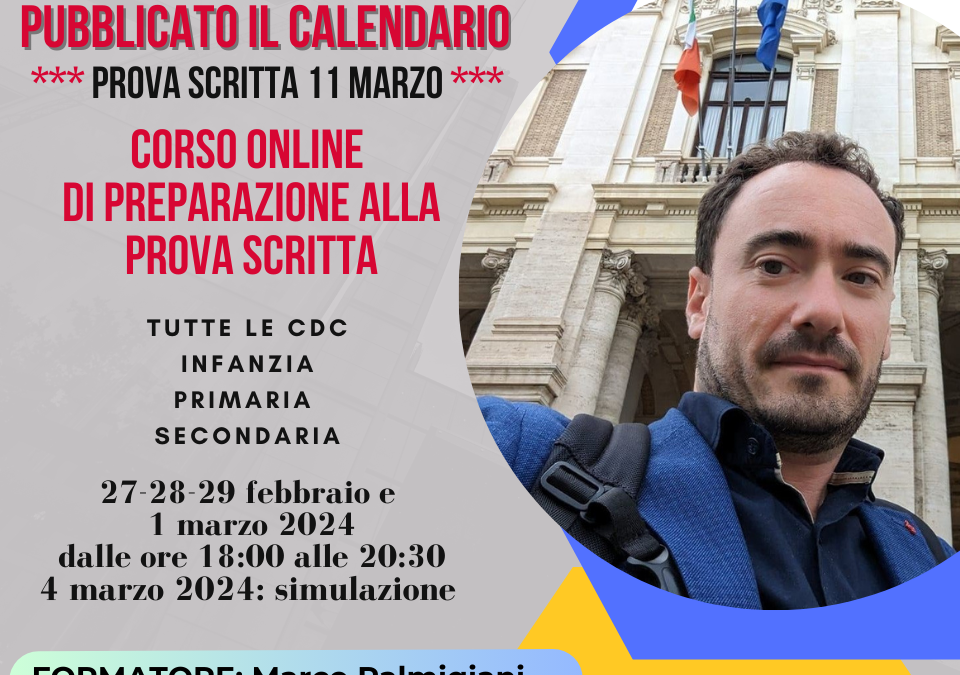 Locandina recante le date del corso